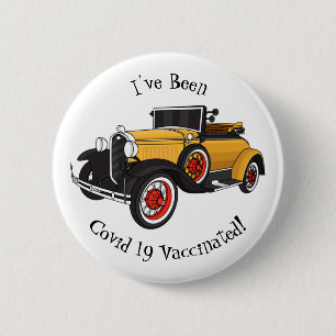Badge Rond 5 Cm Voiture jaune classique 1931