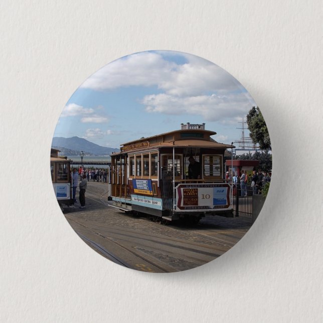 Badge Rond 5 Cm Voitures de chariot de San Francisco (Devant)