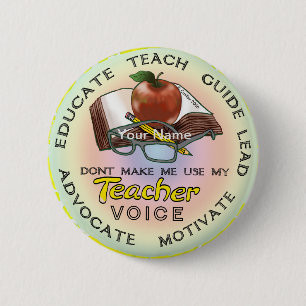 Badge Rond 5 Cm Voix de l'enseignant scolaire