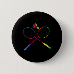 Badge Rond 5 Cm Volant de badminton Coloré Avec Raquette De Navett