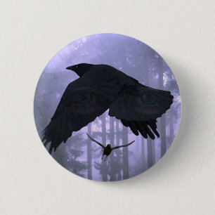 Badge Rond 5 Cm Volant Ravins, Forêt & Eerie Eyes