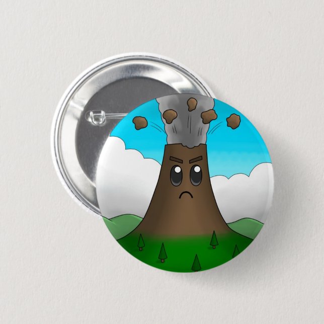 Badge Rond 5 Cm Volcan en colère (Devant & derrière)