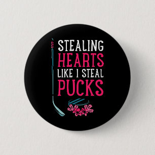Badge Rond 5 Cm Voler des cœurs comme je vole des palets Hockey su