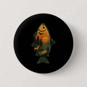 Badge Rond 5 Cm Volet truite Pêche Forêt Extérieure Nature Faune S