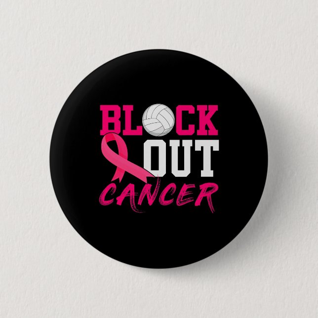 Badge Rond 5 Cm Volleyball Cancer du sein Sensibilisation Bloquer  (Devant)