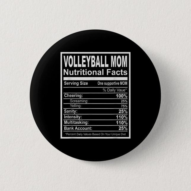 Badge Rond 5 Cm Volleyball Maman Faits nutritionnels (Devant)