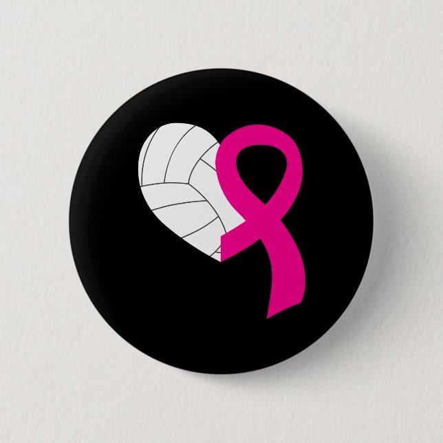 Badge Rond 5 Cm Volleyball rose ruban Cool Cancer du sein Prix (Devant)