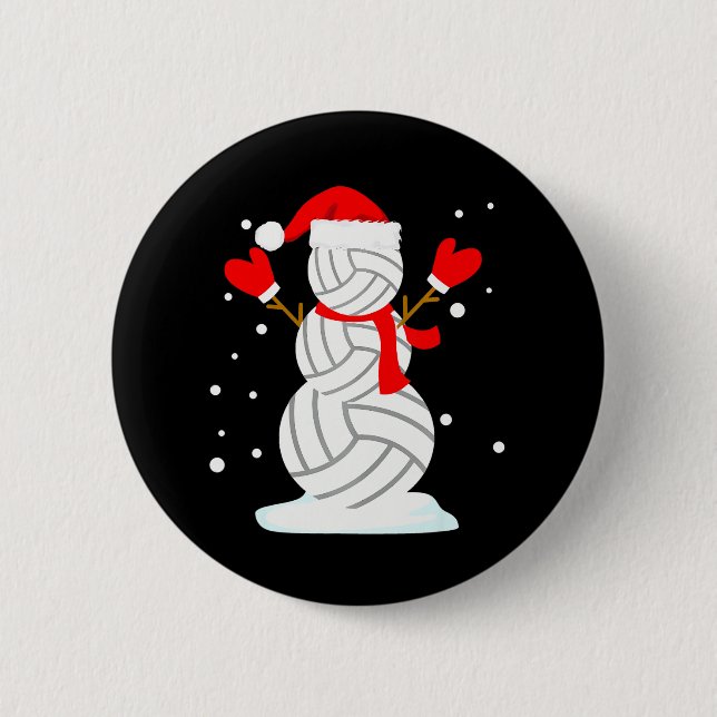 Badge Rond 5 Cm Volleyball Snowman Funny Noël s (Devant)