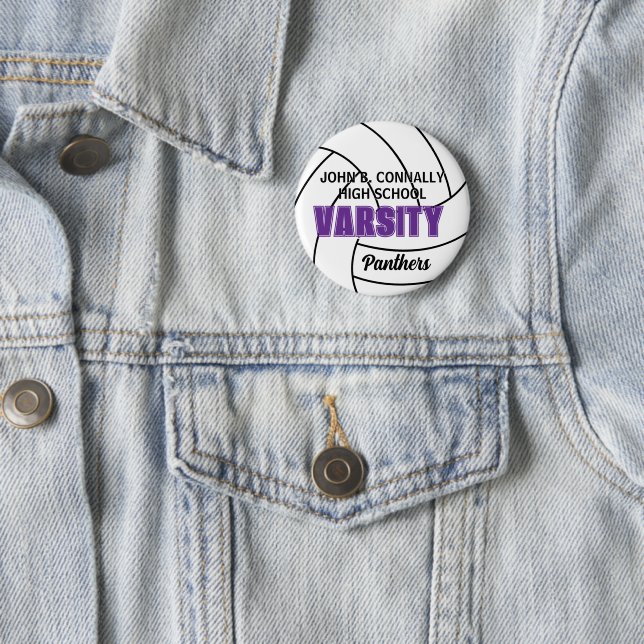 Badge Rond 5 Cm Volleyball Varsity Personnalisé École Secondaire V (En situation)