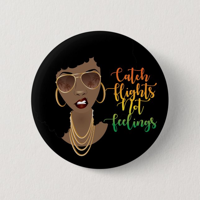 Badge Rond 5 Cm Vols Catch Pas Sentiments | Femme noire (Devant)