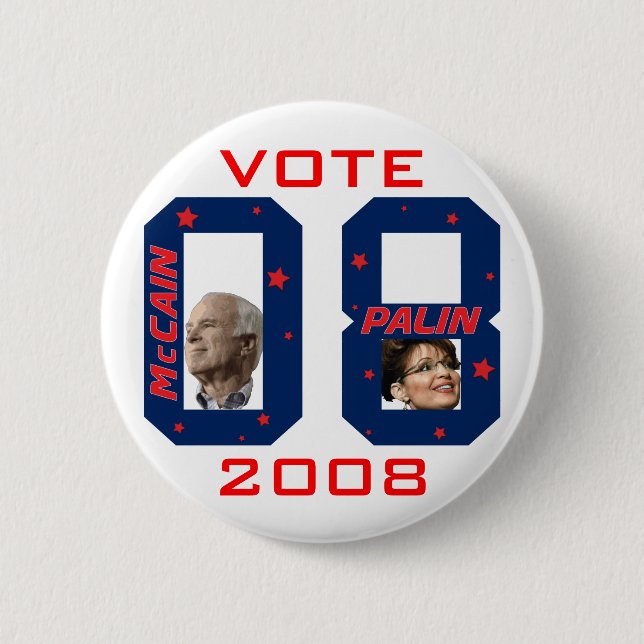 Badge Rond 5 Cm VOTE 2008 de McCain Palin (Devant)