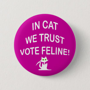 Badge Rond 5 Cm Vote Chat avec texte blanc