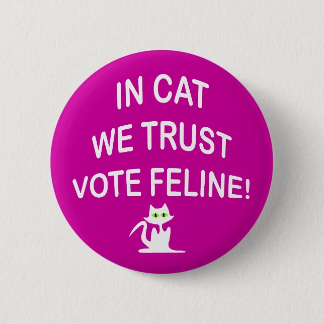 Badge Rond 5 Cm Vote Chat avec texte blanc (Devant)