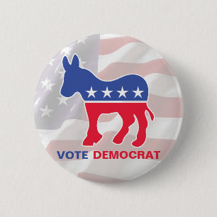 Badge Rond 5 Cm Vote Démocrate avec l'âne