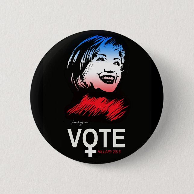 Badge Rond 5 Cm vote HILLARY 2016 (Devant)