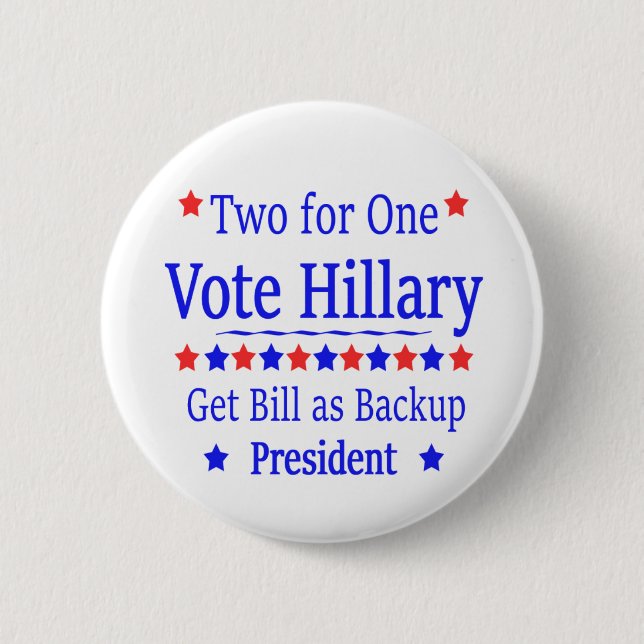 Badge Rond 5 Cm Vote Hillary deux pour une (Devant)