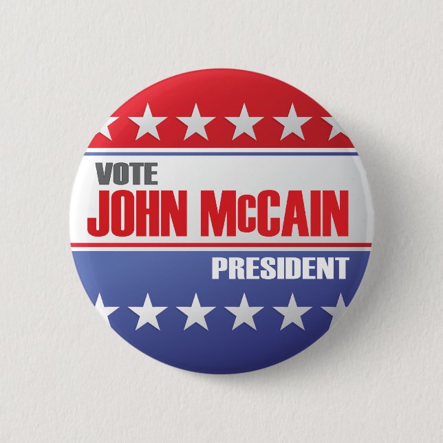 Badge Rond 5 Cm Vote John McCain pour le président (Devant)