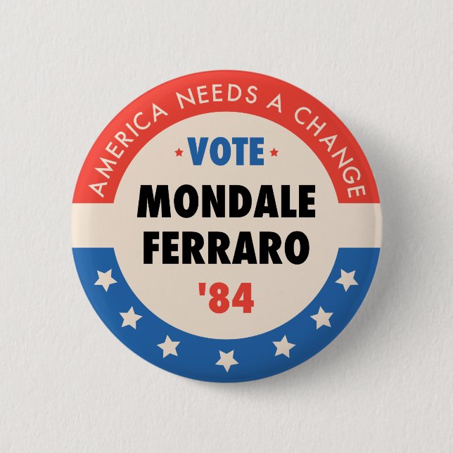 Badge Rond 5 Cm Vote Mondale/Ferraro '84 (Devant)