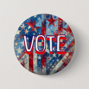 Badge Rond 5 Cm Vote patriotique rouge, blanc et bleu