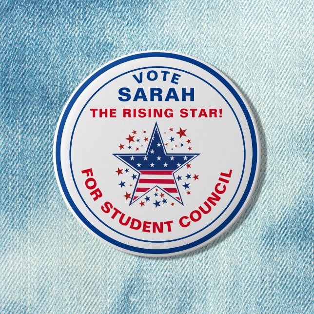 Badge Rond 5 Cm Vote pour le président de classe : étoile montante (Créateur téléchargé)