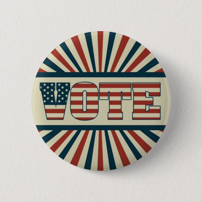 Badge Rond 5 Cm Vote rétro, tout le matériel (Devant)