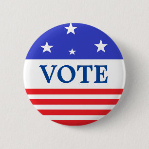 Badge Rond 5 Cm Voter Élections américaines Étoiles et tripes
