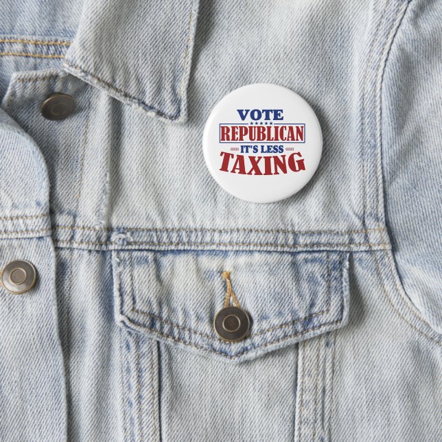 Badge Rond 5 Cm Voter républicain c'est moins taxant (En situation)