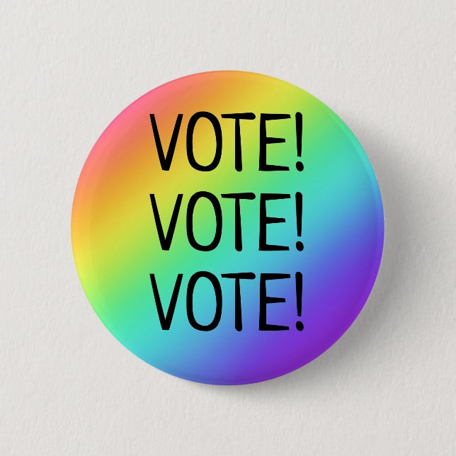 Badge Rond 5 Cm Votez ! Bouton arc-en-ciel (Devant)