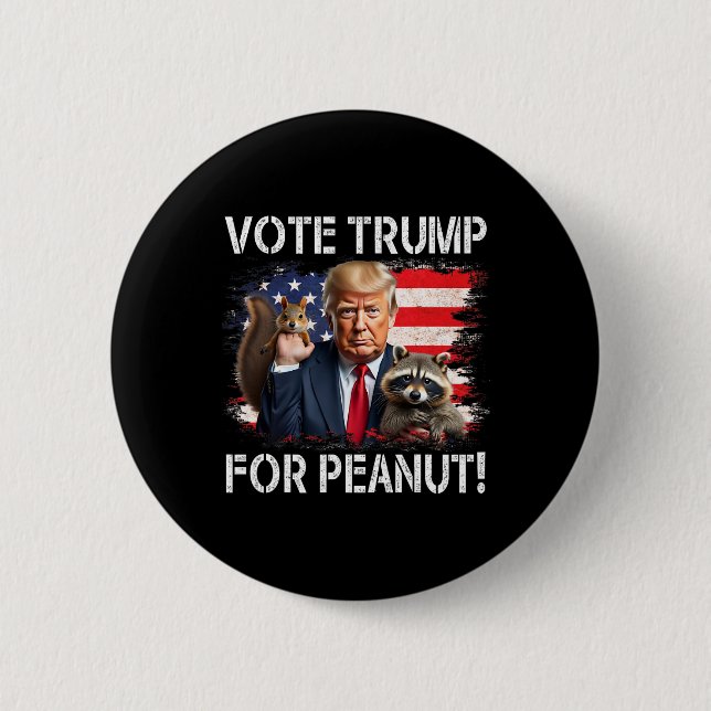 Badge Rond 5 Cm Votez Trump Pour L'Arachide L'Écureuil 2 (Devant)