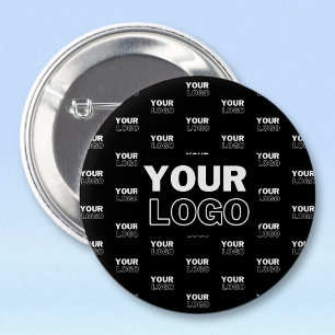 Badge Rond 5 Cm Votre logo et arrière-plan Logo répétitif Noir