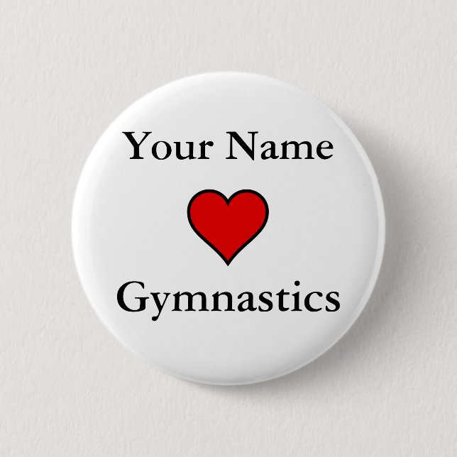Badge Rond 5 Cm (Votre Nom) Coeurs Gymnastique (Devant)