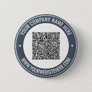 Badge Rond 5 Cm Votre nom d'information de code QR Site web Bouton