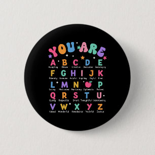 Badge Rond 5 Cm Vous êtes des lettres Alphabet Apprendre Abcs Insp