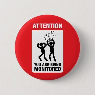 Badge Rond 5 Cm Vous êtes surveillés - humour de bureau