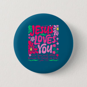 Badge Rond 5 Cm Vous Jésus Boho Floral Foi Religieuse