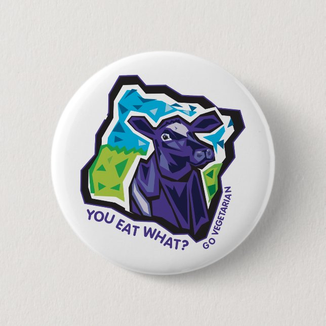 Badge Rond 5 Cm Vous mangez ce qui ? Vache (Devant)