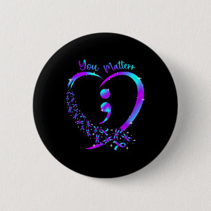 Badge Rond 5 Cm Vous Problème - Prévention du suicide Turquoise Pu