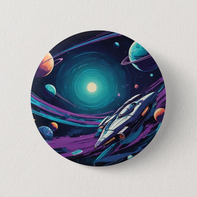 Badge Rond 5 Cm Voyage cosmique (Devant)