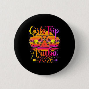 Badge Rond 5 Cm Voyage de filles aruba 2026 tropical correspondanc