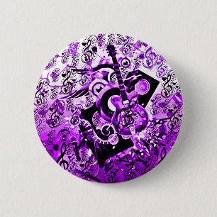 Badge Rond 5 Cm Voyage De Musique, Rochers Violet_