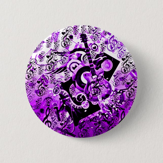 Badge Rond 5 Cm Voyage De Musique, Rochers Violet_ (Devant)