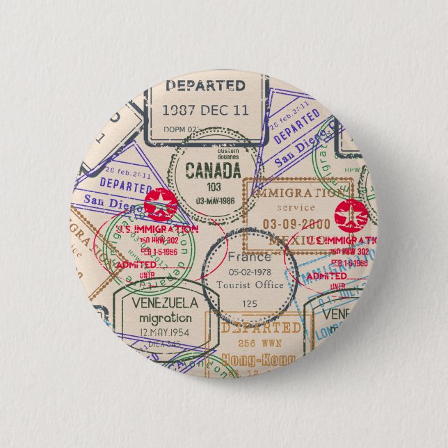 Badge Rond 5 Cm Voyage de timbres de passeport (Devant)