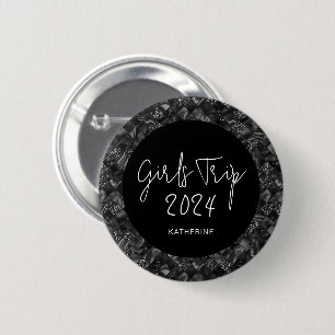 Badge Rond 5 Cm Voyage élégant personnalisé pour filles paillettes