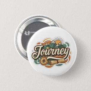 Badge Rond 5 Cm Voyage vers les montagnes & typographie d'aventure