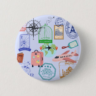 Badge Rond 5 Cm Voyageur du monde mignon Collage