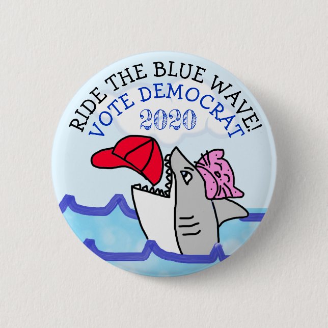 Badge Rond 5 Cm Voyez le Blue Way Pro Democrat Anti Trump (Devant)
