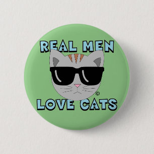 Badge Rond 5 Cm VRAI HOMME AMOUREUX CHATS Chat avec lunettes de so