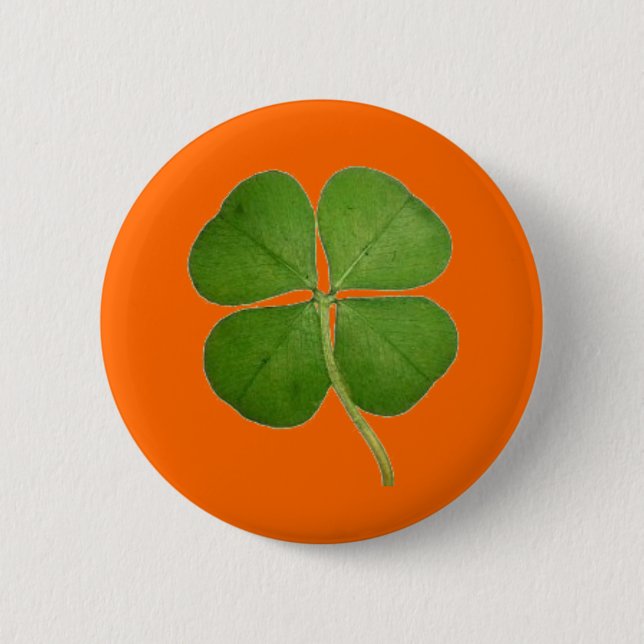 Badge Rond 5 Cm Vrai trèfle de quatre feuilles (Devant)