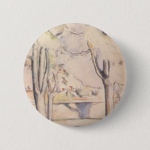 Badge Rond 5 Cm Vue à travers les arbres par Paul Cezanne, Art Vin