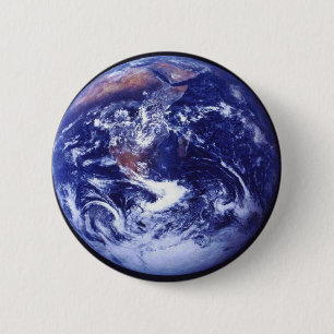 Badge Rond 5 Cm Vue d'Apollo 17 de la terre dans l'espace